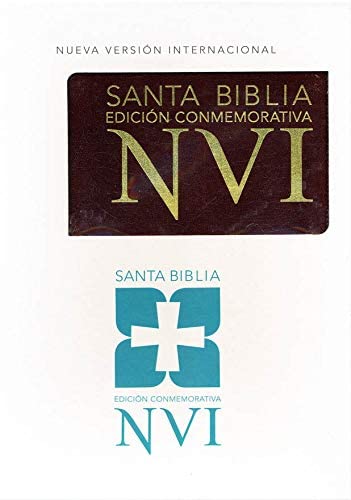 Personalized Biblia NVI Edición Conmemorativa Color Cafe Cuero Genuino Página Dorada