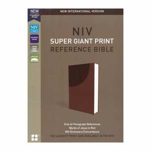 Personalized Custom Text Your Name NIV Super-Giant Print Reference Bible Leathersoft Brown New International Version