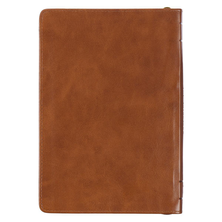 Be Strong Joshua 1:9 Toffee Brown Faux Leather Zippered Journal