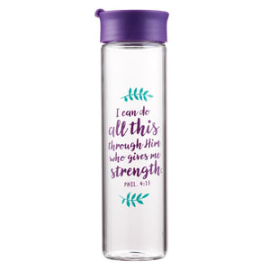 I Can Do All Things Philippians 4:13 Glass Water Bottle