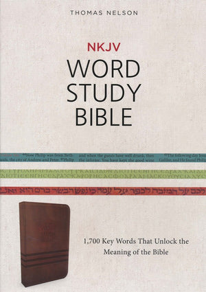 Personalized Bible with Custom Text NKJV Word Study Bible Leathersoft Brown New King James Version