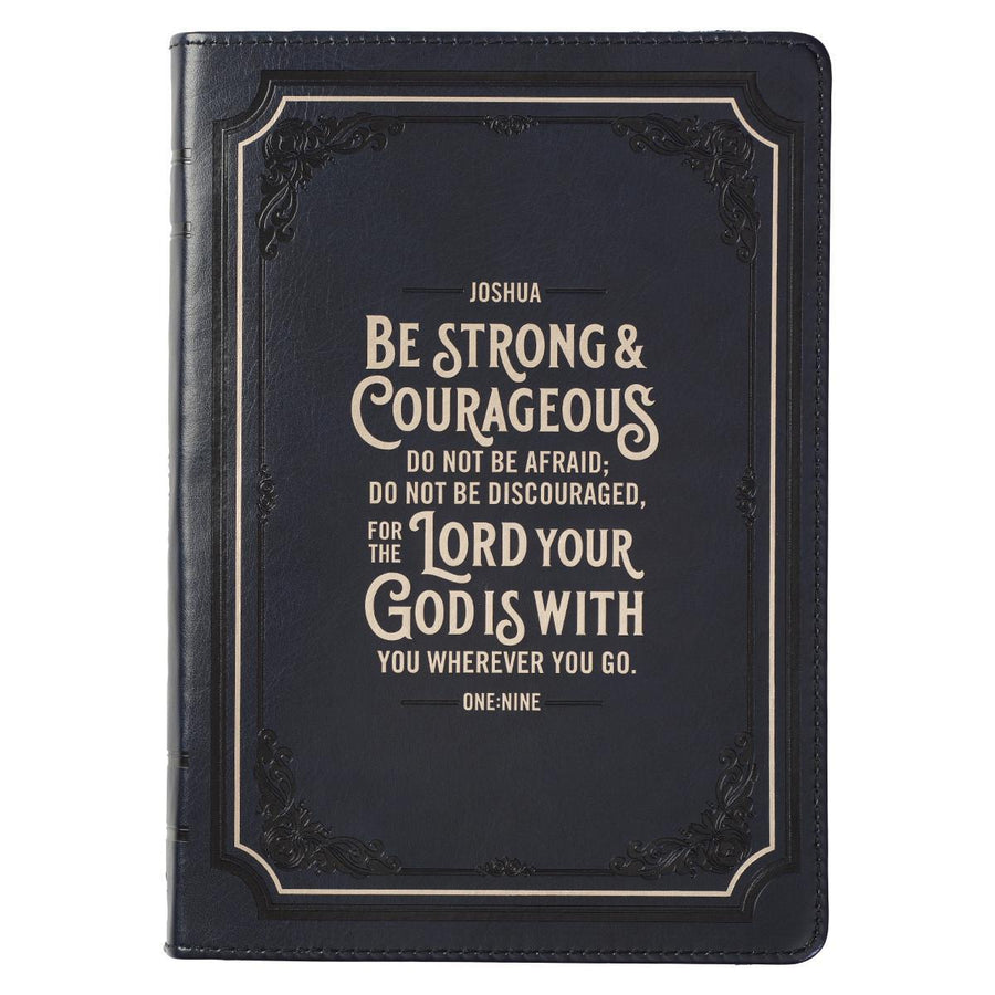 Be Strong & Courageous Black Joshua 1:9 Zippered Journal
