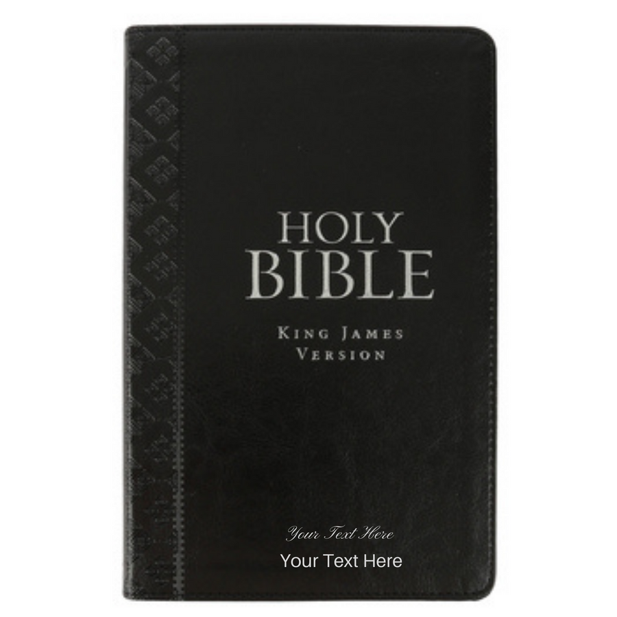 Personalized Custom Text Your Name KJV Holy Bible Thumb Index Edition Standard Size Black King James Version