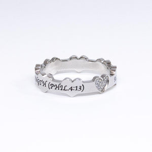 All Things Through Christ Philippians 4:13 Heart Woman's Ring