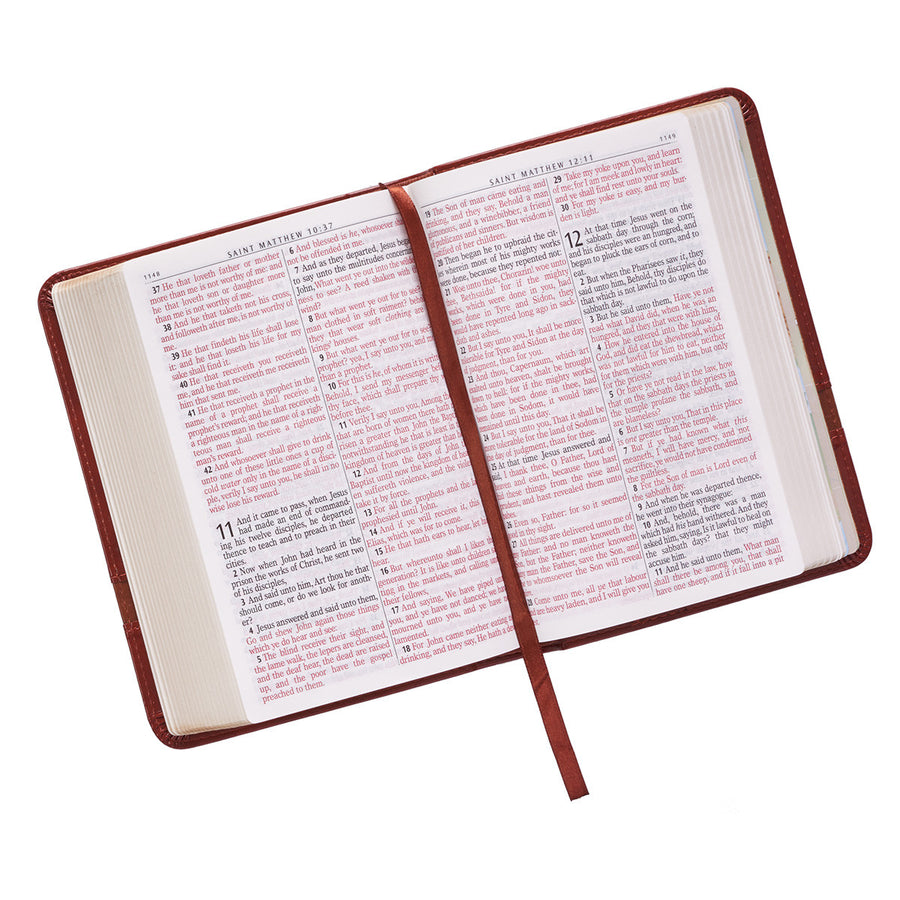 Personalized Custom Text Your Name KJV Holy Bible COMPACT LuxLeather Brown King James Version