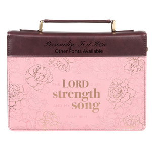 My Strength and My Song Pink Faux Leather Personalized Bible Cover for Women