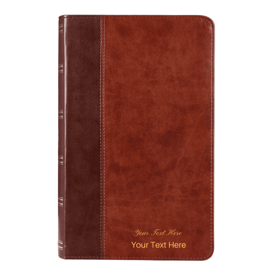 Personalized Custom Text Your Name KJV Giant Print Two-Tone Brown Bible King James Version