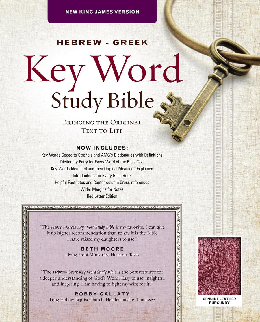 Personalized NKJV The Hebrew-Greek Key Word Study Bible Burgundy Genuine Leather