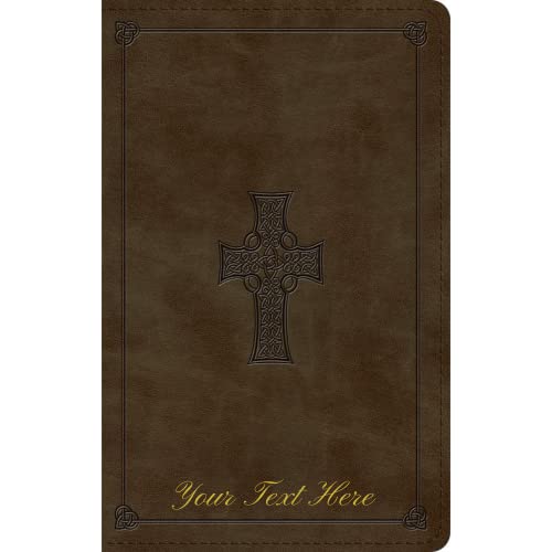 Personalized ESV Large Print Personal Size Bible TruTone Olive Celtic Cross Design
