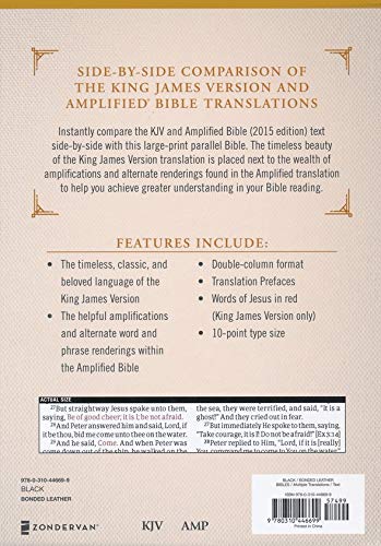 Personalized KJV Amplified Parallel Bible Large Print Bonded Leather Black