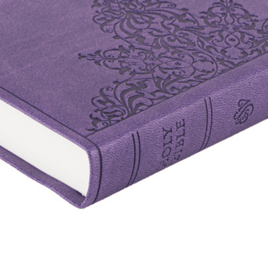 Personalized Custom Text Your Name ESV Value COMPACT Bible TruTone Lavender Filigree Design