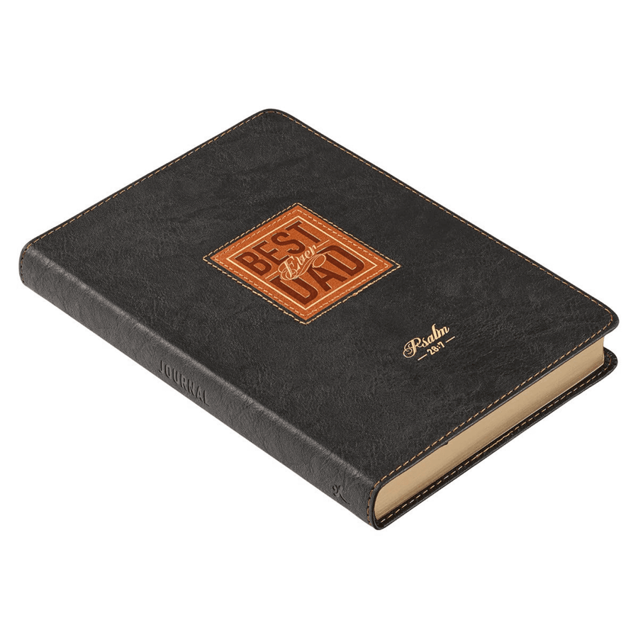 Personalized Journal Custom Text Your Name Best Dad Ever Brown Faux Leather Classic Journal - Psalm 28:7