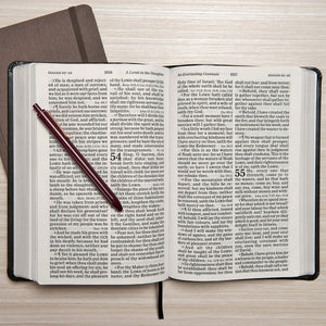 Personalized KJV Giant Print Reference Bible Charcoal LeatherTouch Red Letter