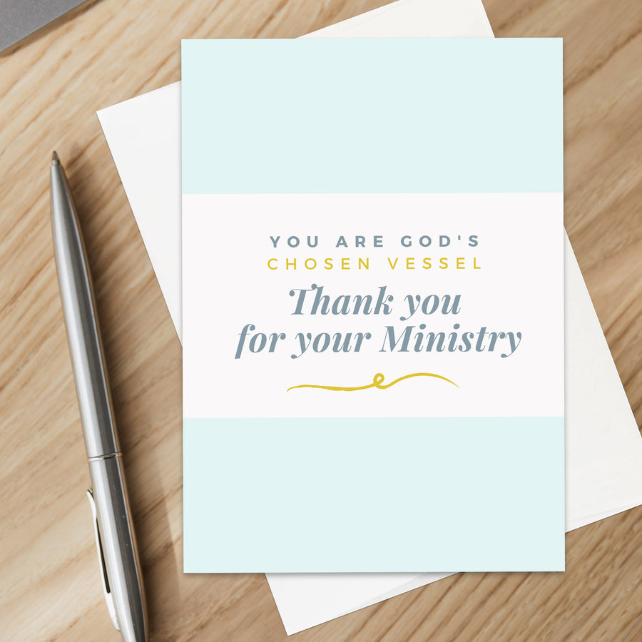 Ministry Thank You Appreciation Card for Pastor, Minister, Church