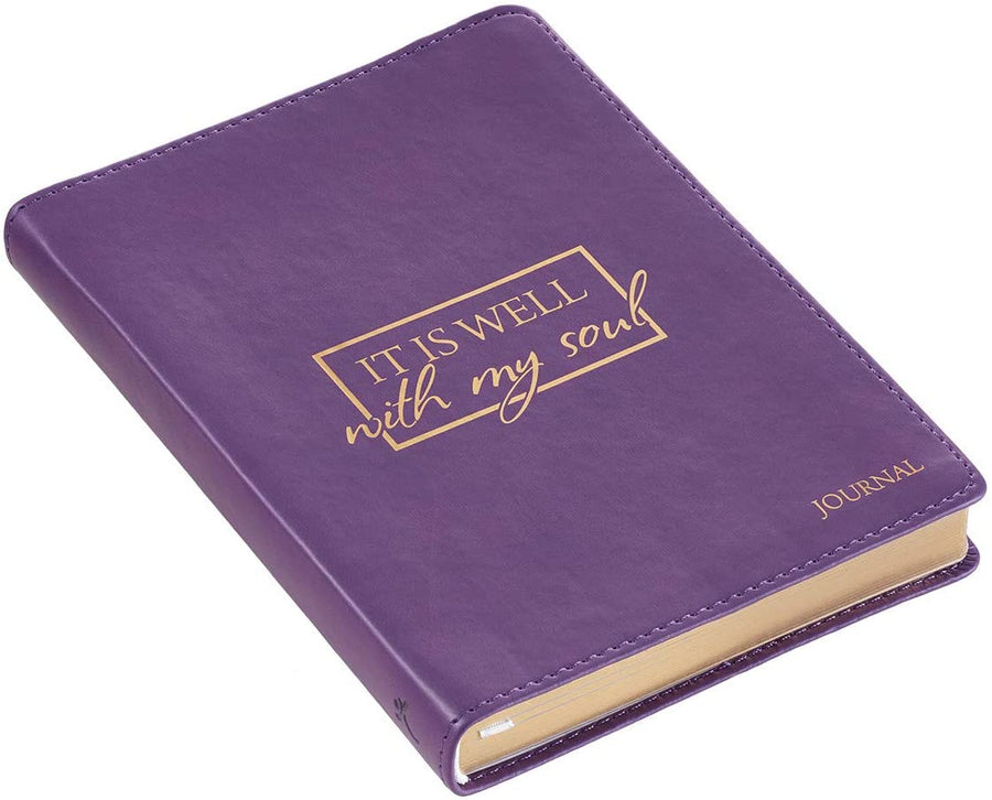 Personalized It Is Well With My Soul Handy-Sized LuxLeather Journal Purple