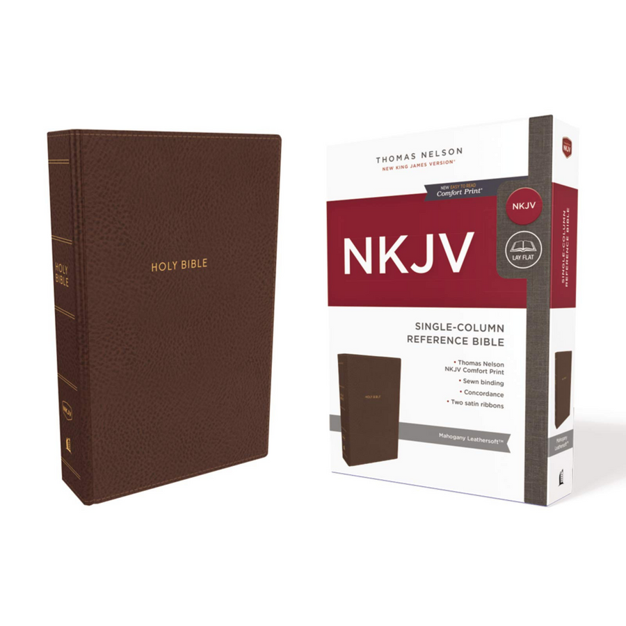 Personalized NKJV Single-Column Reference Bible Leathersoft Mahogany New King James Version