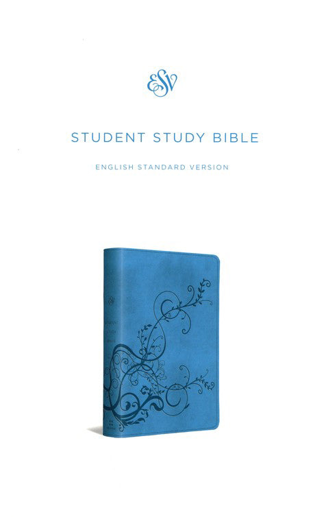 Personalized Bible Custom Text Your Name ESV Student Study Bible TruTone Ivy Design Sky Blue