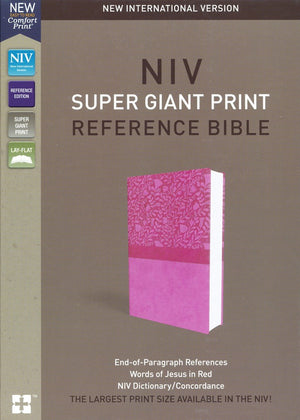 Personalized NIV Super-Giant Print Reference Bible Leathersoft Pink