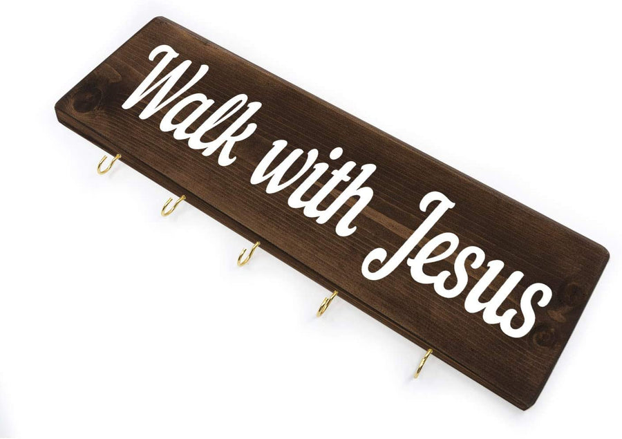 Walk With Jesus Key Holder Wood Decor