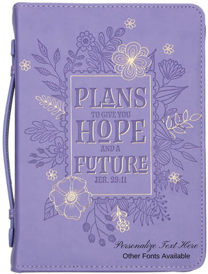Jeremiah 29:11 Faux Leather Hope and Future Purple Personalized Bible Cover for Women