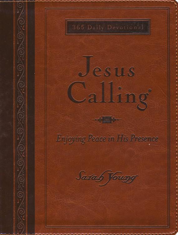 Jesus Calling, Large Print Deluxe Edition, Amber Faux Leather - Sarah Young