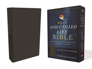 Personalized Custom Text NKJV Spirit-Filled Life Bible Genuine Leather Black New King James Version