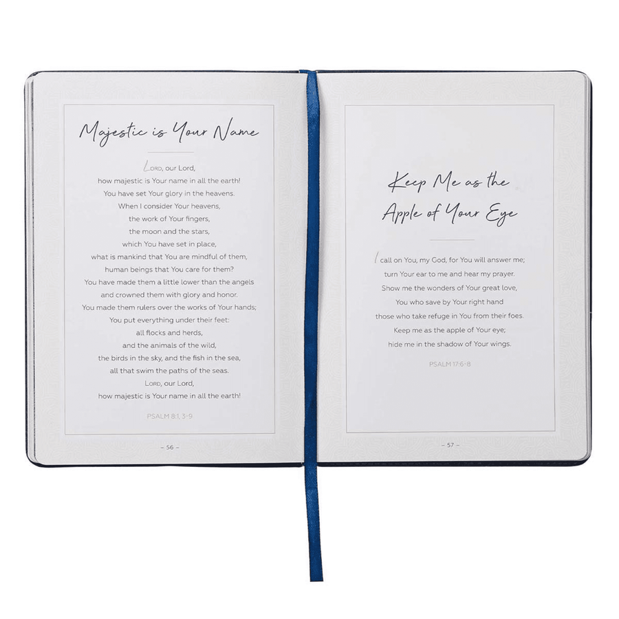 Personalized Custom Text Your Name Prayers and Praises From the Word Gift Book Navy Blue Faux Leather