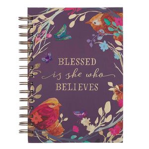 Blessed Is She Luke 1:45 Purple Floral Hardcover Wire-bound Journal