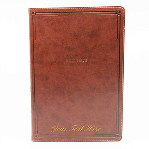 Personalized KJV Thinline Bible Giant Print Leathersoft Brown Thumb Indexed