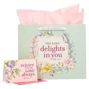 Isaiah 62:4 The LORD Delights in You Floral Mint Landscape Gift Bag
