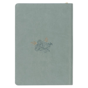 Walk By Faith 2 Corinthians 5:7 Teal Floral Faux Leather Zippered Journal