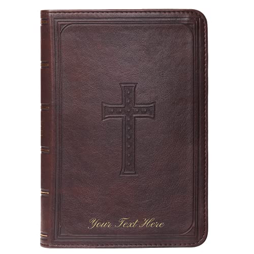 Personalized KJV SMALL COMPACT Dark Brown Faux Leather Bible King James Version