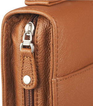 Faith Grain Faux Leather Saddle Tan Personalized Bible Cover For Women