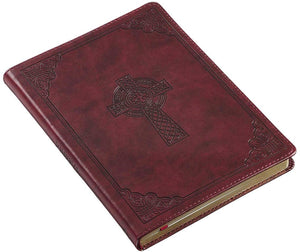 Personalized Brown Faux Leather Celtic Cross Slim Line Flexcover Inspirational Notebook