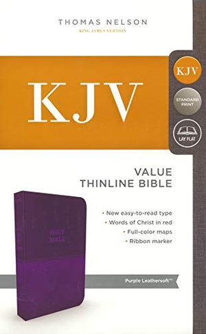 Personalized KJV Holy Bible Value Thinline Leathersoft Purple Comfort Print King James Version