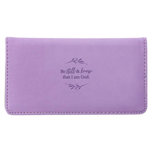 Be Still & Know Psalm 46:10 Purple Faux Leather Checkbook Wallet