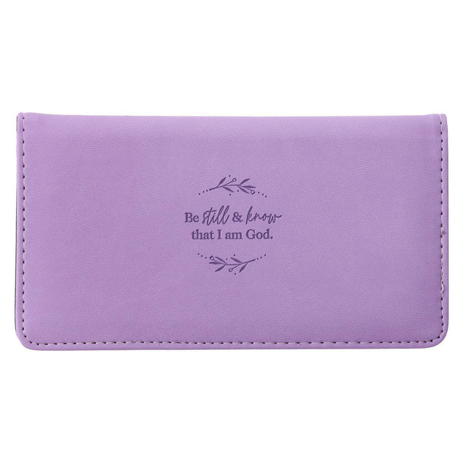 Be Still & Know Psalm 46:10 Purple Faux Leather Checkbook Wallet