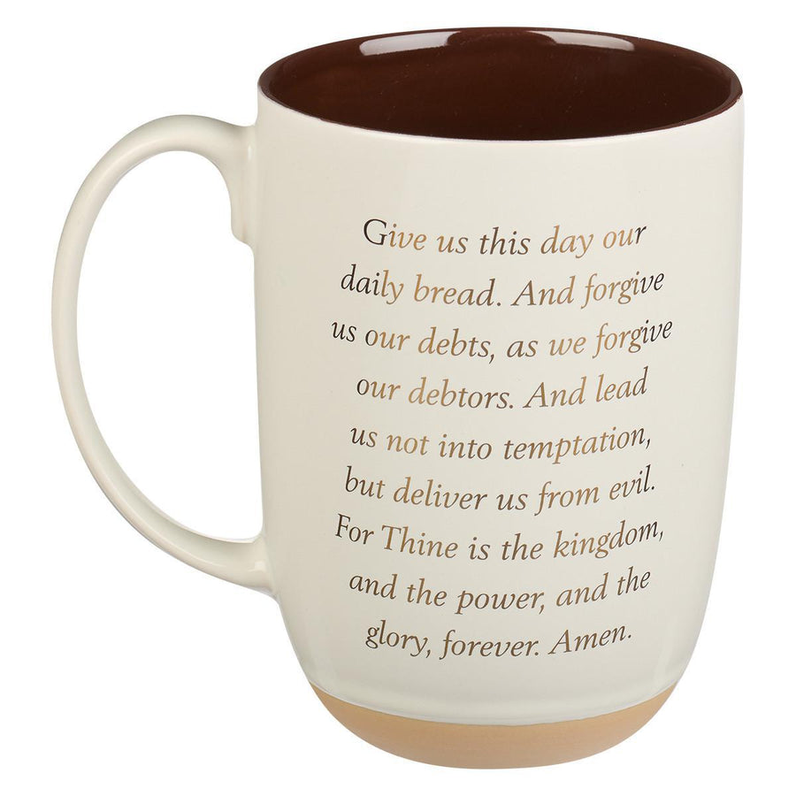 The Lord's Prayer Matthew 6:9-13 White Ceramic Coffee Mug with Exposed Clay Base