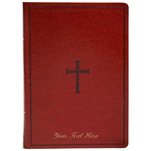 Personalized KJV Super Giant Print Reference Bible Brown LeatherTouch Red Letter