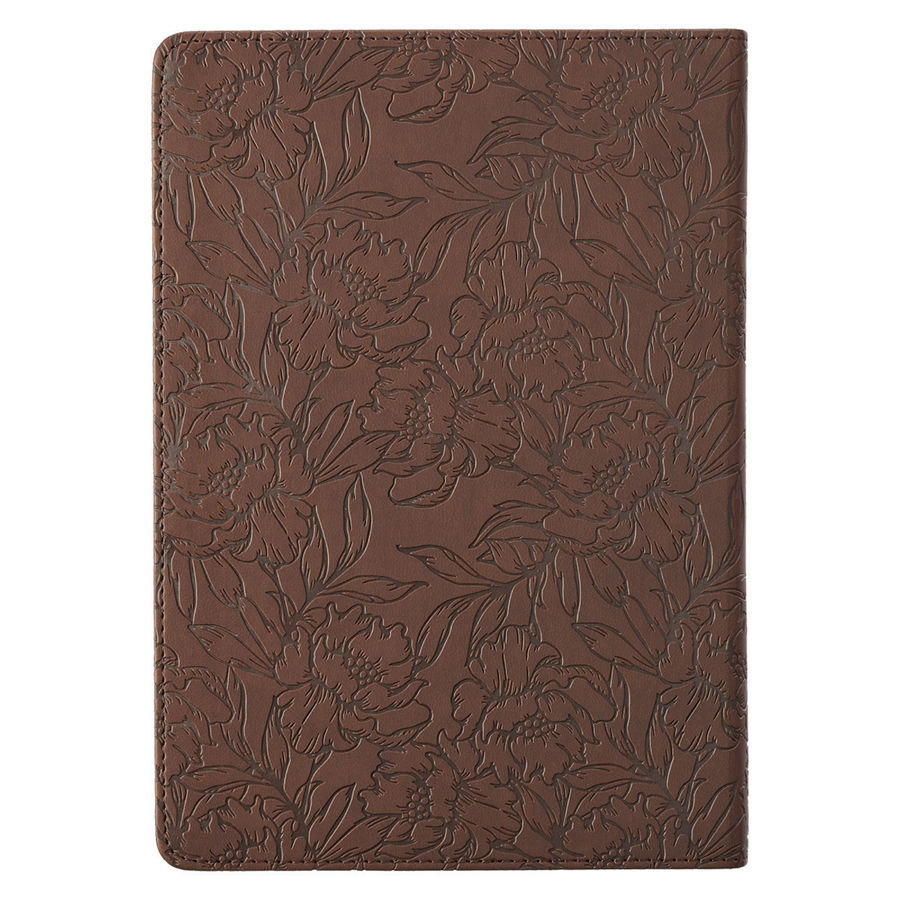 Personalized Journal Trust With All Your Heart Brown Floral Faux Leather Proverbs 3:5
