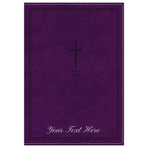Personalized NKJV Deluxe Thinline Reference Bible Red Letter Comfort Print Genuine Leather Purple