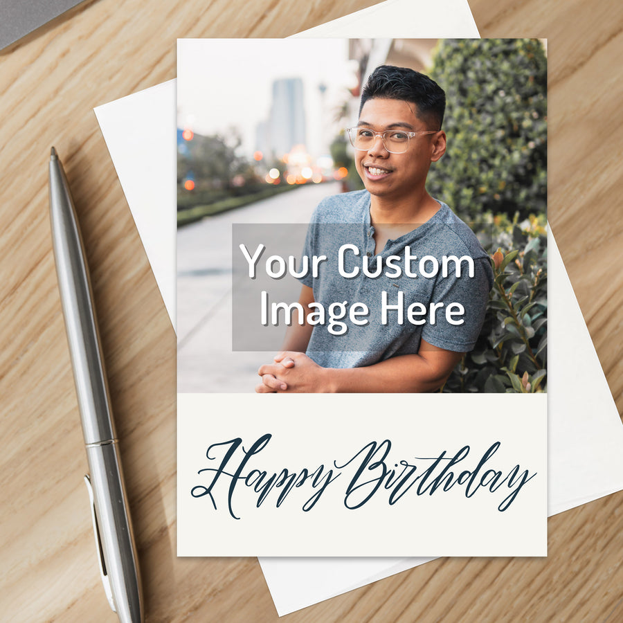 Personalized Christian Happy Birthday Card Custom Your Photo Image Upload Your Text Greeting Card