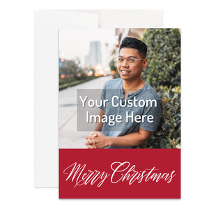 Personalized Christmas Card Custom Your Photo Image Upload Your Text Greeting Card, Christmas Holiday