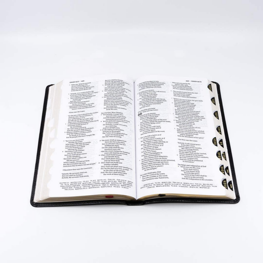 Personalized NKJV Thinline Reference Bible Leathersoft Black Thumb Indexed