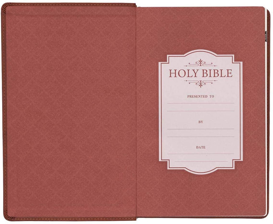 Personalized Custom Text Your Name KJV Holy Bible Giant Print Brown Faux Leather w/Ribbon Marker