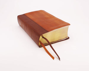 Personalized NIV Giant Print Compact Bible Red Letter Comfort Print Leathersoft Brown