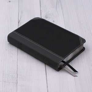 Personalized NIV Thinline Bible COMPACT Leathersoft Black and Gray Comfort Print