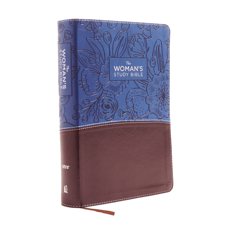 Personalized Custom Text Your Name NIV The Woman's Study Bible Receiving God's Truth for Balance, Hope, and Transformation Blue/Brown Leathersoft Red Letter Edition