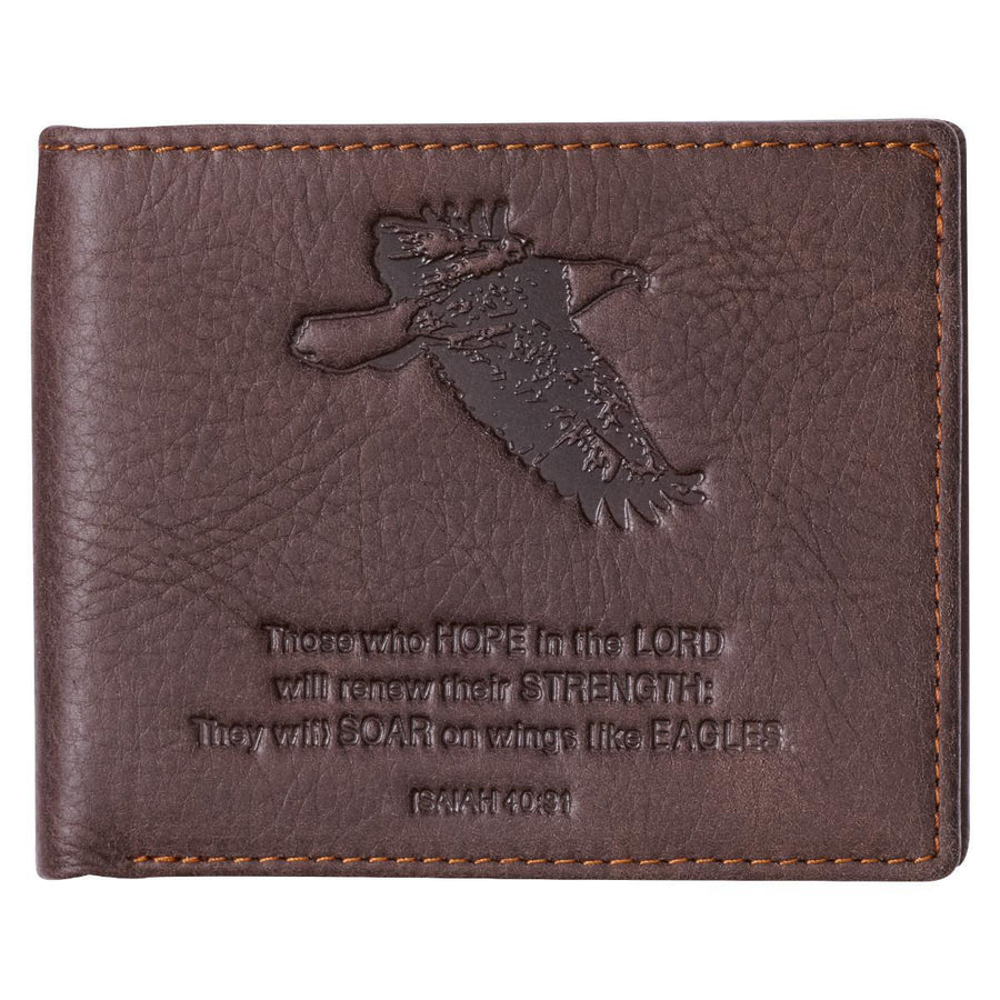 Wings Like Eagles Isaiah 40:31 Dark Brown Genuine Leather Wallet