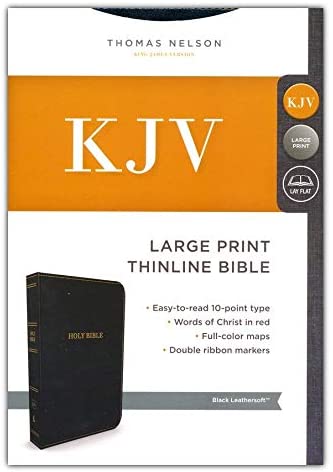 Personalized KJV Thinline Bible Large Print Red Letter Comfort Print Leathersoft Black